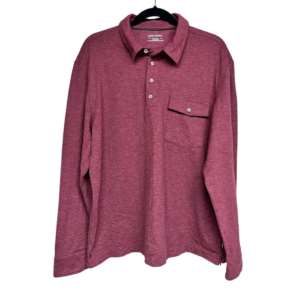 UNTUCKit Matthieu Heavyweight Long Sleeve‎ Polo Red Men’s Size XL